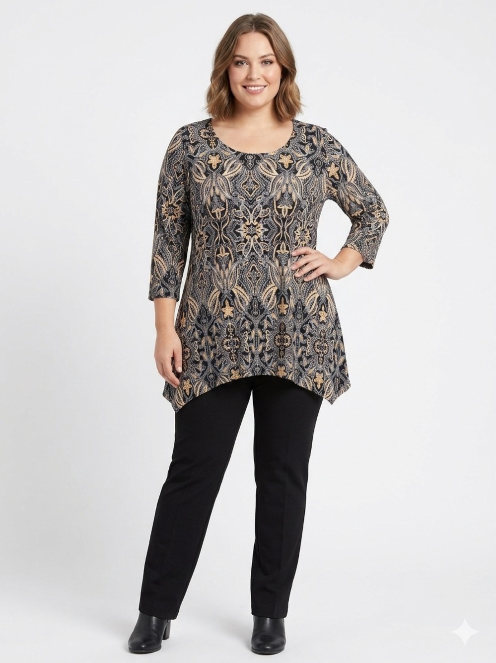JNY NWOT Patterned Stretchy Long Sleeve Top